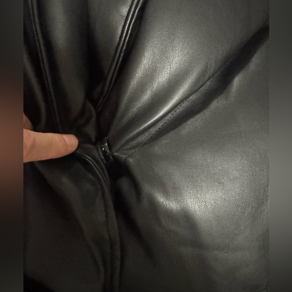 NWT Blank NYC Black Vegan Leather Puffer Belted Jacket Fall Winter Warm - Picture 8 of 12